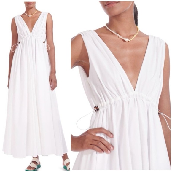 STAUD Dresses & Skirts - STAUD Waterfall Maxi White Dress SZ M